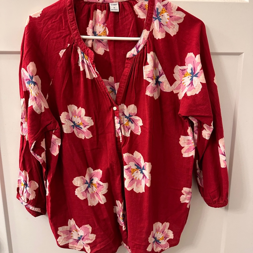 Old Navy Red Floral Women's Blouse